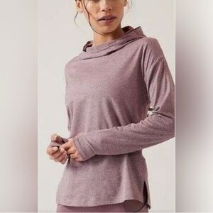 Athleta Women's Uptempo II Long Sleeve Hoodie Heathered Mauve‎